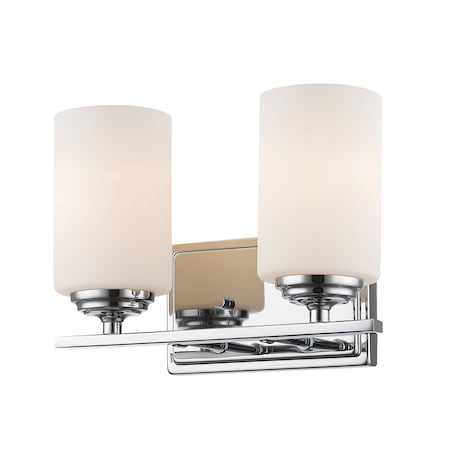 Z-Lite Bordeaux 2 Light Vanity, Chrome & Matte Opal 435-2V-CH